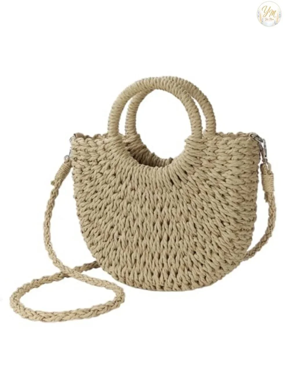 Handwoven Straw Beach Bag Woven Crossbody Shoulder Tote Satchel Purse Summer